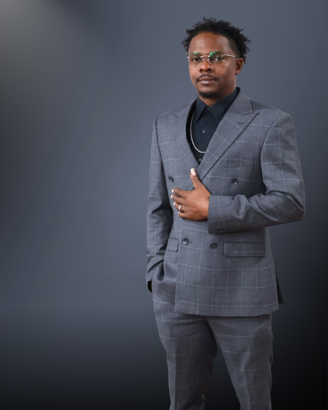 Brand portrait in gray suit